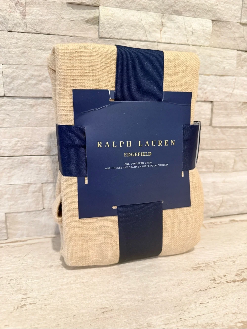 Ralph Lauren EDGEFIELD Natural 100% Linen EURO Pillow Sham Cover $185 NWT